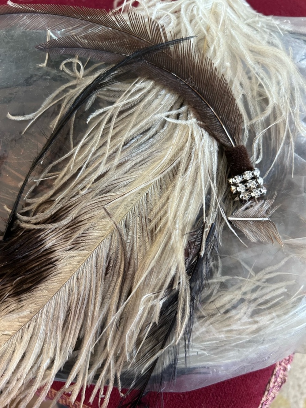 Vintage Feather Hair Accessory -1 with Crystal Accent. Variety of colors & sizes